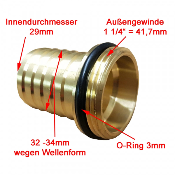 1 1/4" Schlauchtülle mit 1 1/4" AG